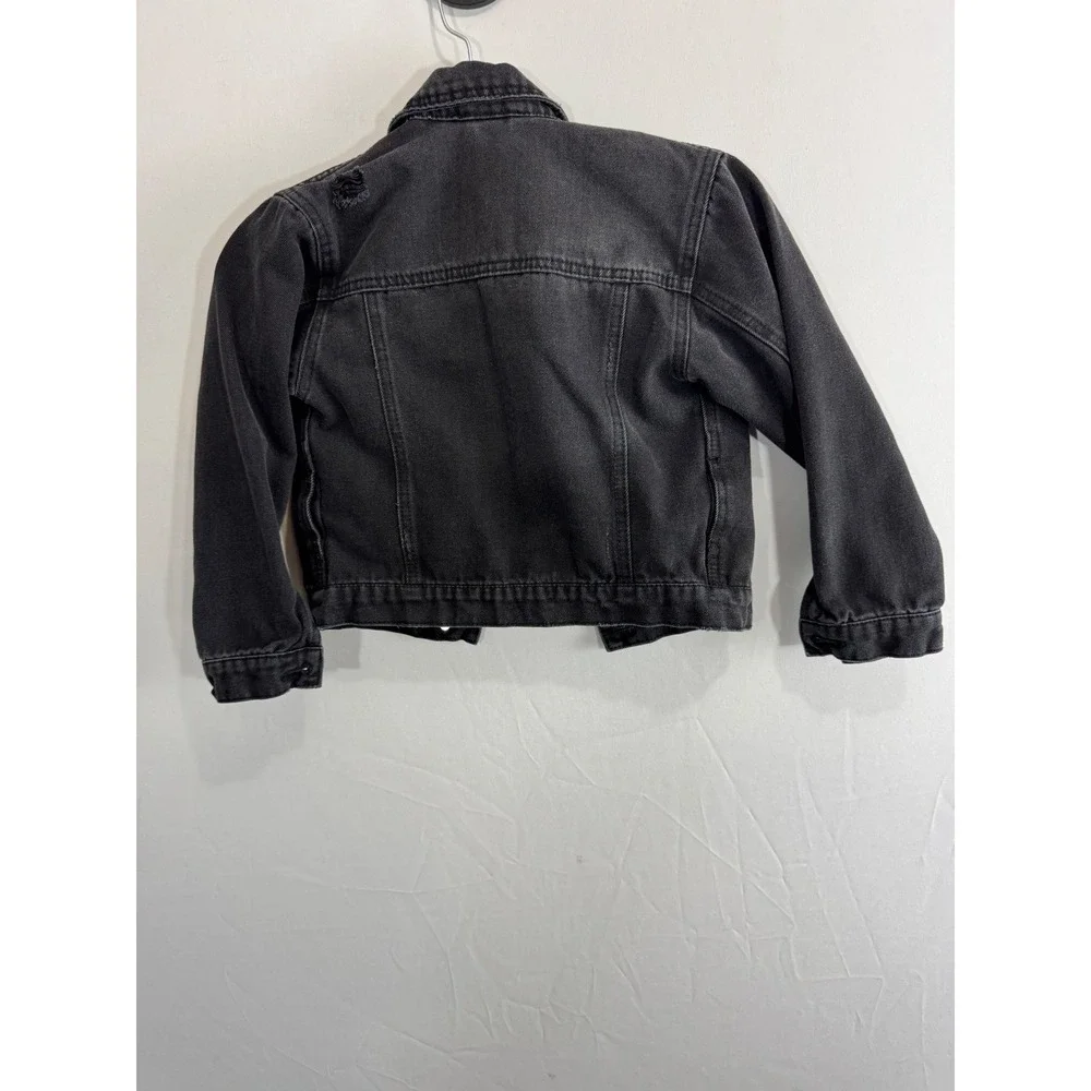 Franki by Francesca's Girls Washed Black‎ Distressed Denim Jacket Size 7 Cropped